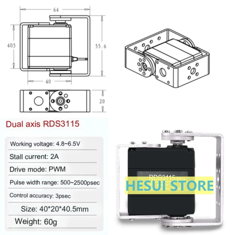 RDS3115 15kg Metal Gear Cyfrow – Servo Pan Tilt recenzja i cena
